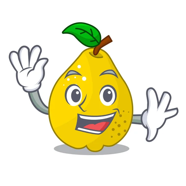 Mává parta kreslený šťavnaté žluté kdoule ovoce — Stockový vektor