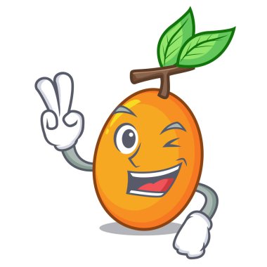 İki taze sulu Sarı Erik izole karikatür vektör çizim üzerinde parmak