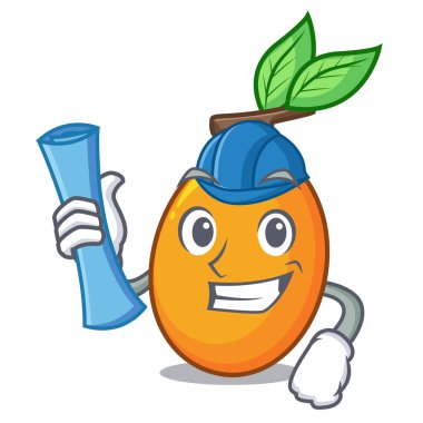 Taze sulu Sarı Erik karikatür vektör illüstrasyon izole mimar