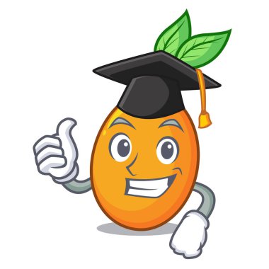 Mezuniyet taze sulu Sarı Erik karikatür vektör illüstrasyon izole