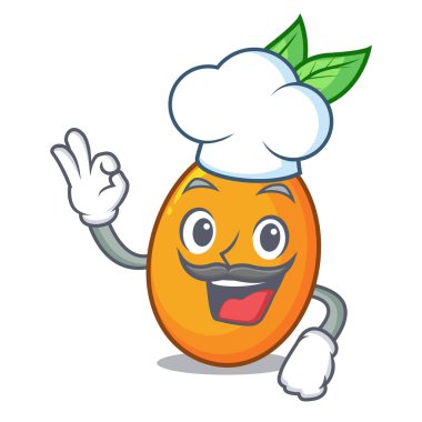 Şef taze sulu Sarı Erik karikatür vektör illüstrasyon izole