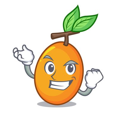 Başarılı taze sulu Sarı Erik karikatür vektör illüstrasyon izole