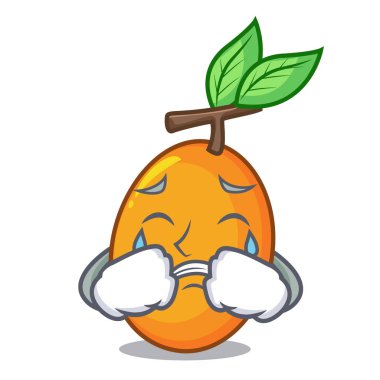 Olgun sarı erik ağacı karikatür vektör çizim üzerinde ağlıyor