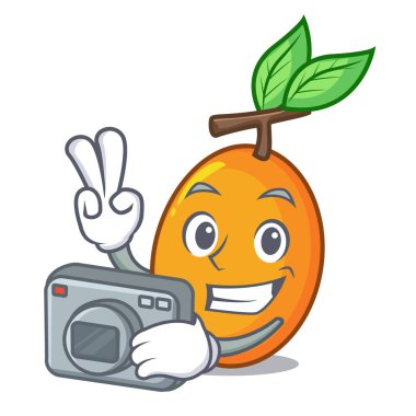 Fotoğrafçı olgun sarı erik ağacı karikatür illüstrasyon vektör