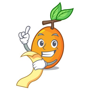 Menü olgun sarı erik ile ağaç karikatür vektör çizim üzerinde