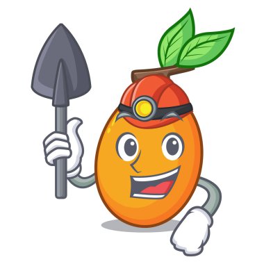 Madenci olgun sarı erik ağacı karikatür illüstrasyon vektör