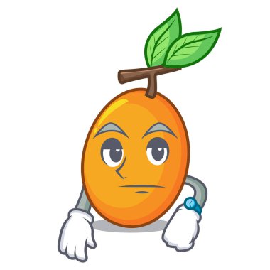 Maskot vektör illüstrasyon izole tatlı Sarı Erik bekliyorum