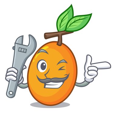 Mekanik tatlı Sarı Erik maskot vektör illüstrasyon izole