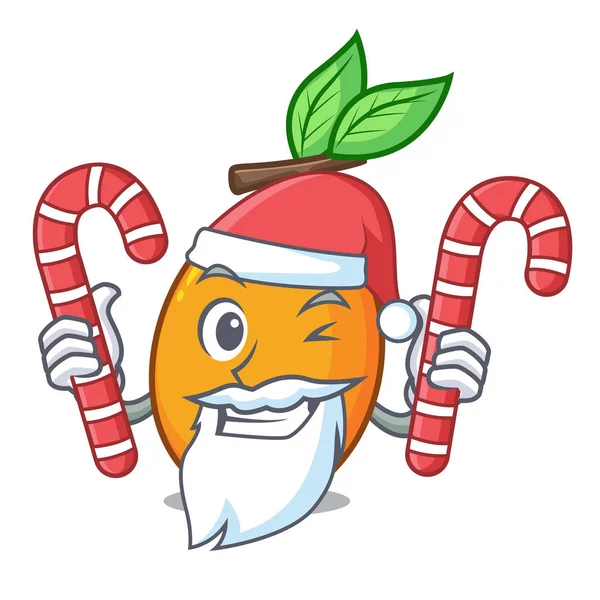 Santa Candy Sweet Yellow Plum Isolated Mascot Vector Illustration — Stock Vector
