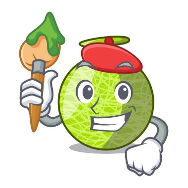 Sanatçı taze kavun karakter karikatür izole