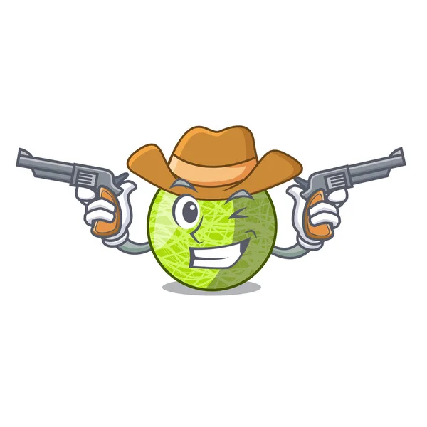 Cowboy fresh melon isolated on character cartoon — Stock Vector