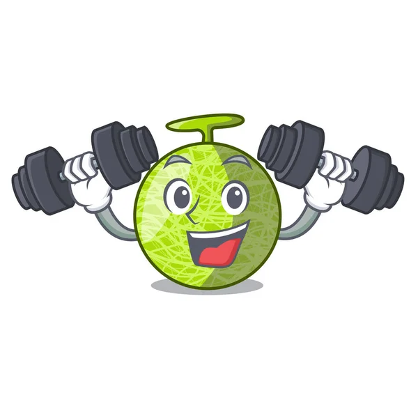 Fitness melón fresco aislado en el personaje de dibujos animados — Archivo Imágenes Vectoriales