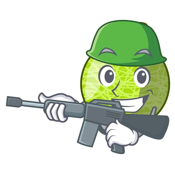 Armia świeży melon na białym tle na postać kreskówki — Wektor stockowy
