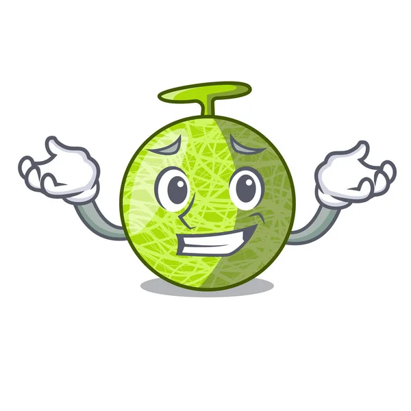 Grinning fresh organic melon in the cartoon — Stock Vector