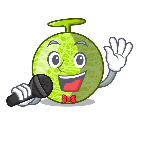 Cantando melón de dibujos animados fruta dulce en el mercado — Vector de stock