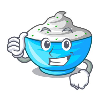 Ekşi krema bir ahşap kase karikatür yaşasın