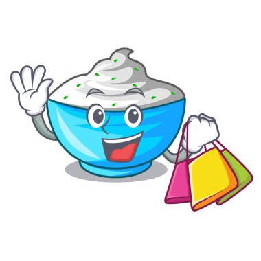 Ekşi krema bir ahşap kase karikatür alışveriş