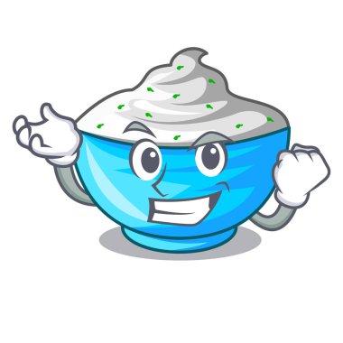 Ahşap kase karikatür başarılı ekşi krema