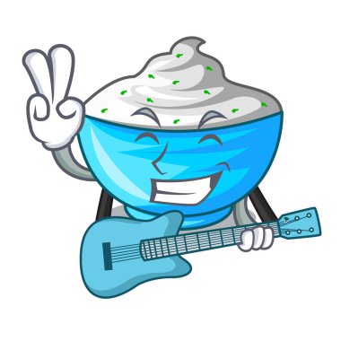 Bir karakter kase ile gitar ekşi krema