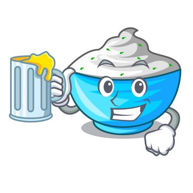 Bir karakter kase ile suyu ekşi krema