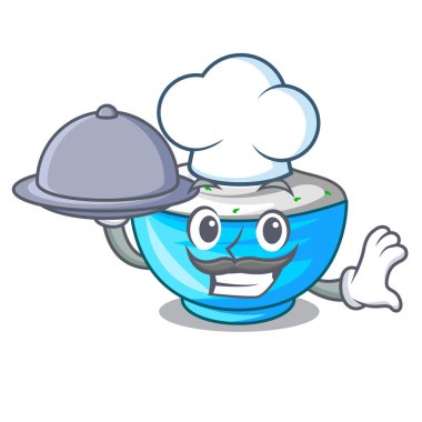 Şef gıda ekşi krema bir karakter kase ile