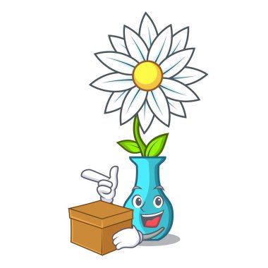 Kutusu karakter karikatür cam vazo ile çiçekli