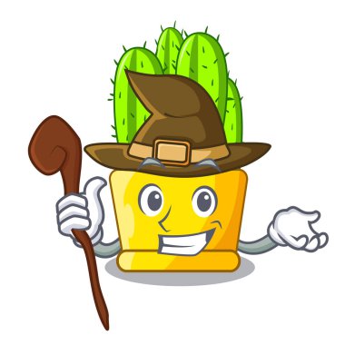 Cadı cereus kaktüs bir pot karikatür