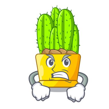 Kızgın cereus kaktüs bir pot karikatür