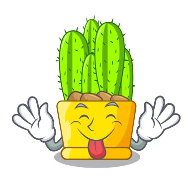 Cereus kaktüs çiçek tomurcukları karikatür ile dışarı dil