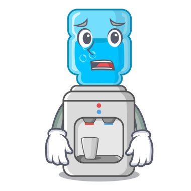 Plastik şişe karikatür ile korkuyor su soğutucu