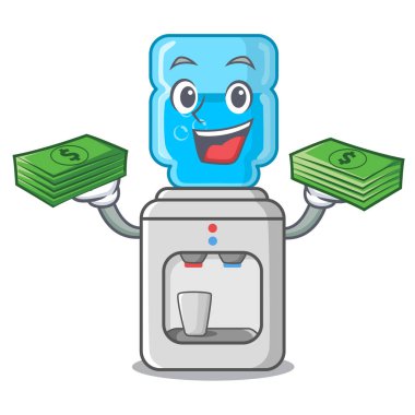 Plastik şişe karikatür ile ile para su soğutucu