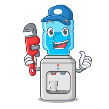 Tesisatçı modern su soğutucu maskotu izole