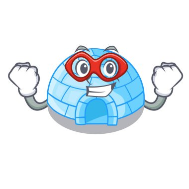 Süper kahraman karikatür kubbe Igloo buz evi kar