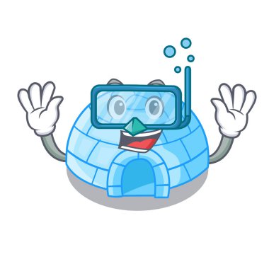 Dalış karikatür kubbe Igloo buz evi kar
