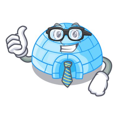 İşadamı karikatür kubbe Igloo buz evi kar