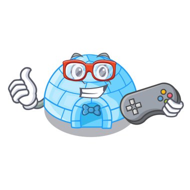 Maskot izole oyun Igloo Ice house