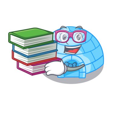 Öğrenci kitap çizgi film buz evi Igloo üzerinde gün kar yağışı ile