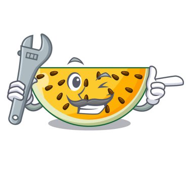 Maskot vektör illüstrasyon izole mekanik sarı karpuz