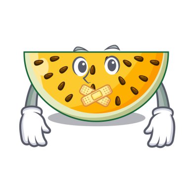 Maskot vektör illüstrasyon izole sessiz sarı karpuz