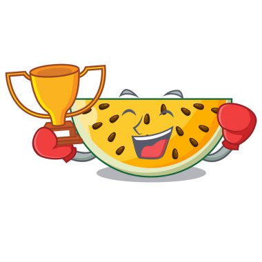 Maskot vektör illüstrasyon izole boks kazanan sarı karpuz