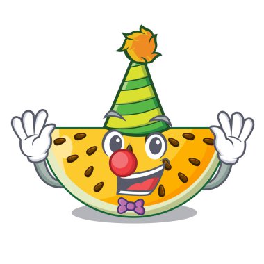 Maskot vektör illüstrasyon izole palyaço sarı karpuz