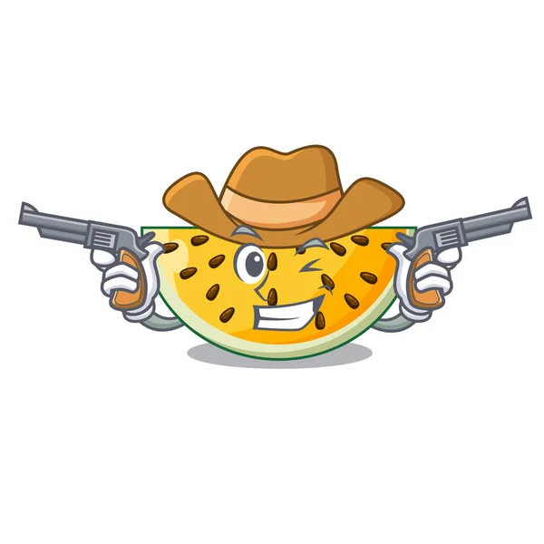 Cowboy Fresh Yellow Armelon Character Cartoon Vector Illustration — стоковый вектор