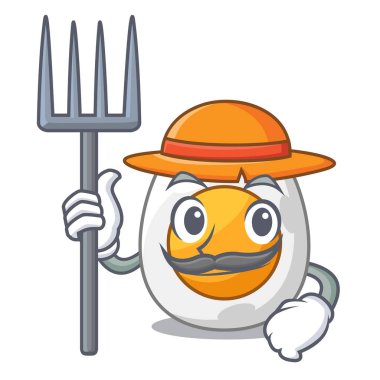 Kahvaltı için yumurta haşlanmış çiftçi karikatür dilimlenmiş