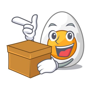 Kutu karakteri ile sabit haşlanmış yumurta yemeye hazır