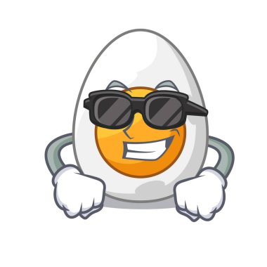 Süper cool karakter sabit haşlanmış yumurta yemeye hazır