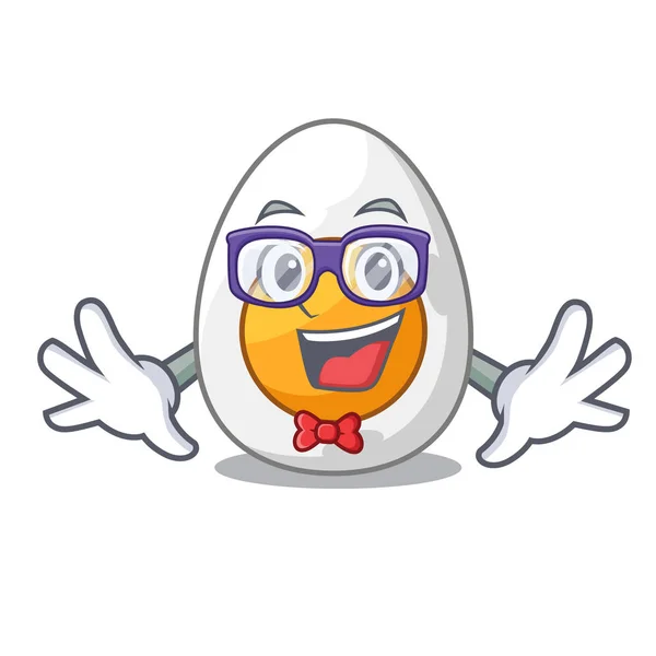 Geek character hard boiled egg ready to eat — Stock Vector