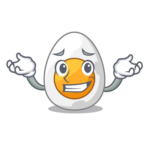 Grinning personaggio uovo sodo pronto da mangiare — Vettoriale Stock