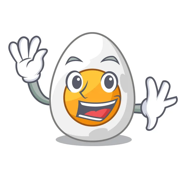 Winken Charakter hartgekochtes Ei bereit zum Essen — Stockvektor