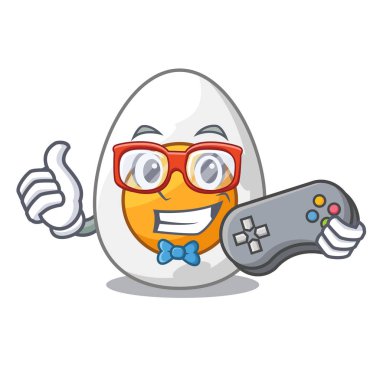Maskot karikatür oyun soyulmuş haşlanmış yumurta