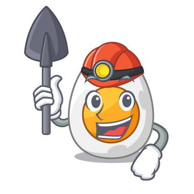 Madenci haşlanmış yumurta maskot karikatür soyulmuş.
